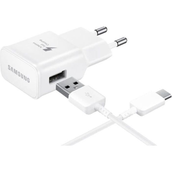 Chargeur Samsung Rapide EP-TA20EWE + Cable USB ECB-DU4AWE pour Tablette Samsung Galaxy TAB S2 T815 Couleur Blanc