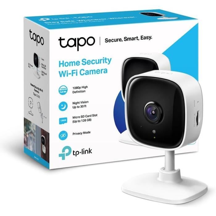 TP-Link Tapo Caméra Surveillance WiFi, Tapo camera IP 1080P avec Vision Nocturne, Détection de Mouvement, Caméra Bébé Tapo C100