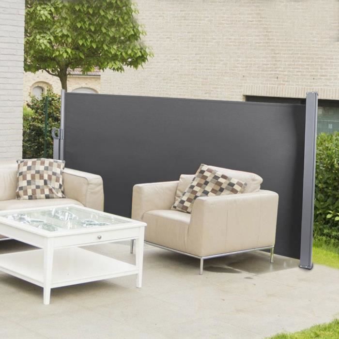 HOP - Auvent rétractable imperméable extérieur, auvent latéral de parasol pour patio cour jardin(Gris foncé )