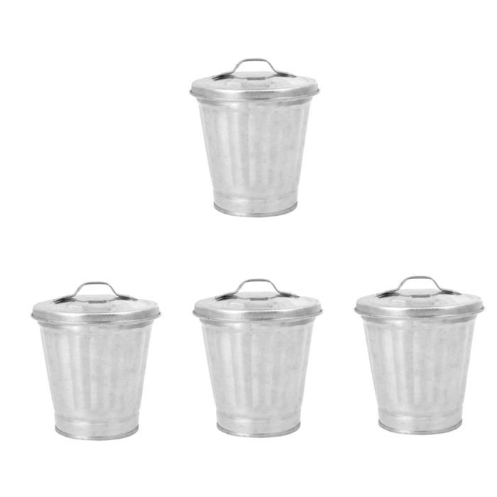 PRETYZOOM Lot De 2 Poubelles Fines Galvanisées Avec Couvercle Pour Pot De Fleurs D'intérieur Et D'extérieur