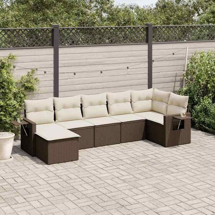 vidaXL Salon de jardin 7 pièces Résine tressée - vue 3
