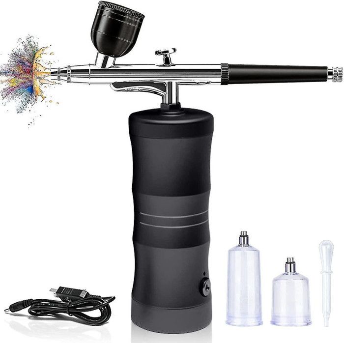 Daakro Kit Aérographe Sans Fil, Portable, Portable, Mini Brosse à Air Rechargeable Pour Maquillage, Décoration De Gâteau, Tatouages Et Peinture Du Visage