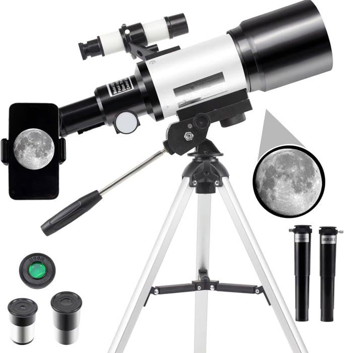 Télescope D'initiation Pour Enfants Et Débutants - Lentille 50 Mm, Oculaires H20 Mm Et H6 Mm, Trépied Réglable, Filtre Lune