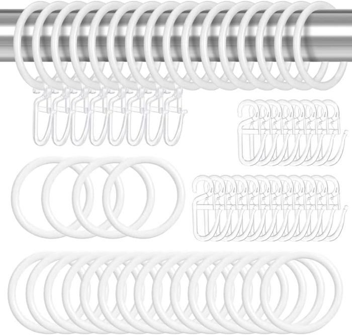 100 Anneaux Pour Tube Diamètre 34/38 Mm - Acier Zingué, Pour Rideau De Douche, Fixation Solide