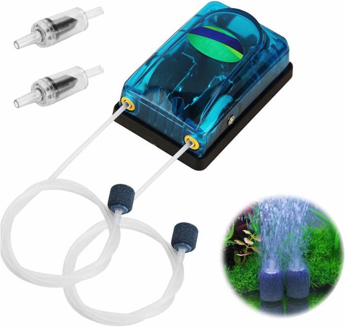 Meilleurs prix pour Pompe à Air Aquarium Silencieuse – Double Tuyau + Pierre à Bulles (Clapet Anti-Retour – Oxygénation Optimale)