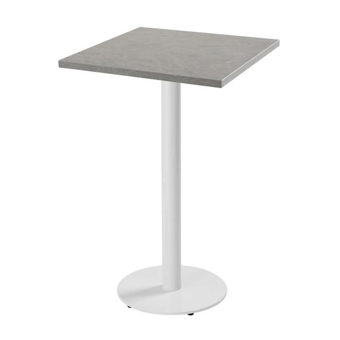 Oviala Table Haute Carrée 60 Cm Pied Blanc - Plateau Bois Clair Moderne Et Robuste
