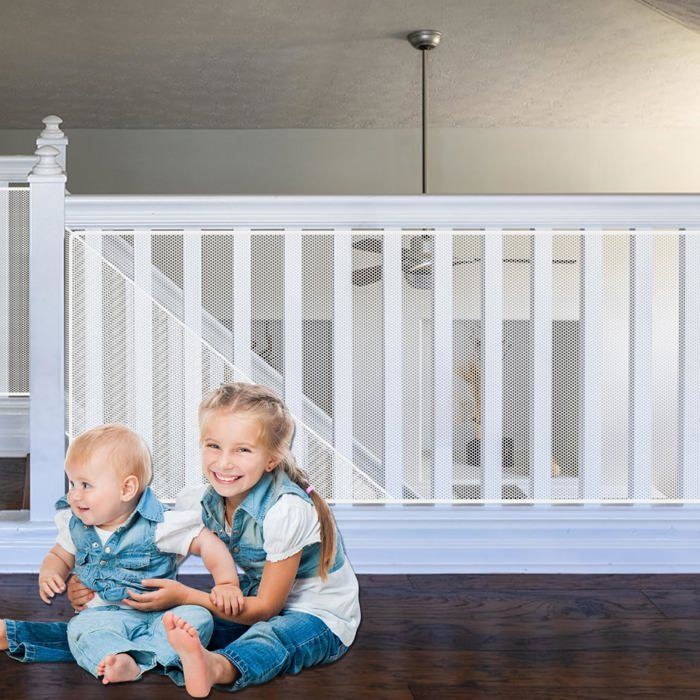 Comparer les prix de Filet de protection - UISEBRT - 450x91cm - Noir/Blanc - Polyester - Sécurité escalier