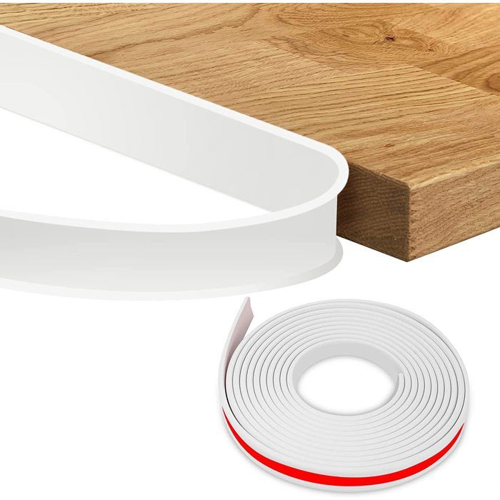 Bande de chant autocollante en U pour meubles blanche 5 m × 12 mm Fabriquée en matériau souple - Protection de chant pliable -