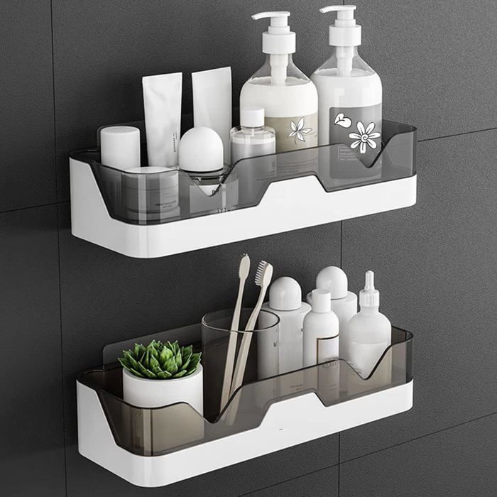 zhan-Lot de 2 étagères de douche panier de douche sans perçage paniers de rangement muraux pour salle de bain/cuisine
