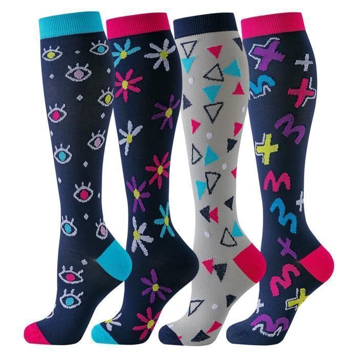 4Paires Chaussettes de Contention pour Femmes et Homme Chaussettes de Course Protection de la Cheville pour Sport. Multicolore