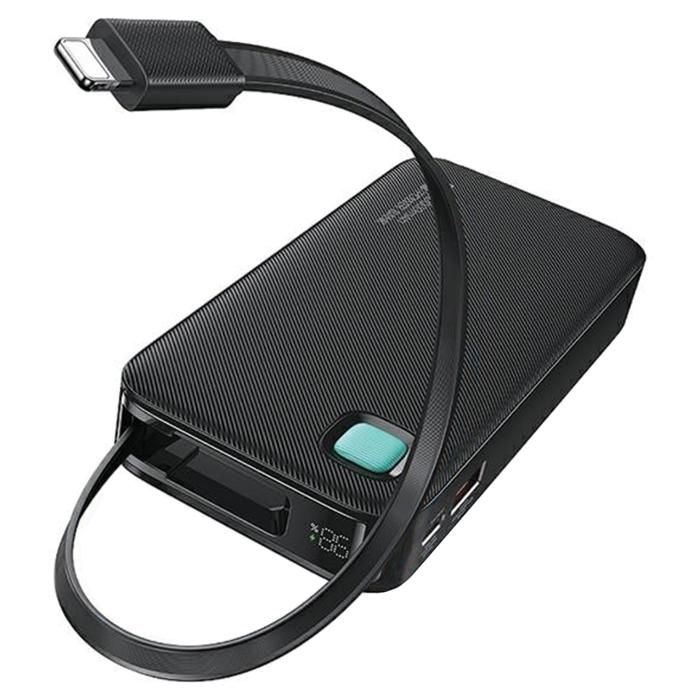 Batterie externe - USAMS - US-CD225 - 10 000 mAh - Câble Lightning rétractable - PD 20W