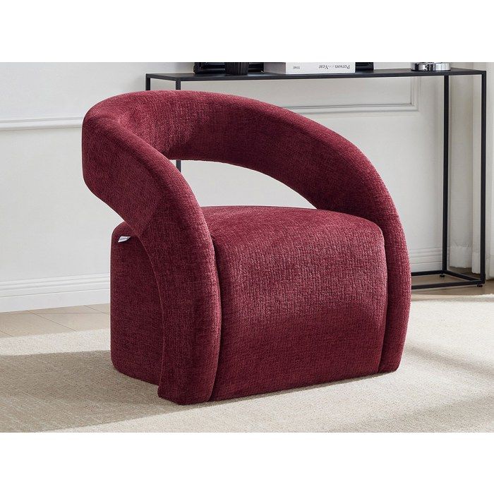 Fauteuil en tissu chenille bordeaux LUCIOTA