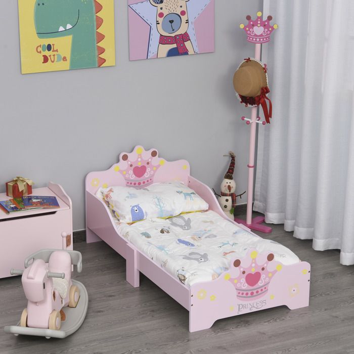 Lit d’enfant princesse  de 3 à 6 ans  sans matelas  certifications normes EN71-1-2-3  143 x 73 x 60 cm  rose