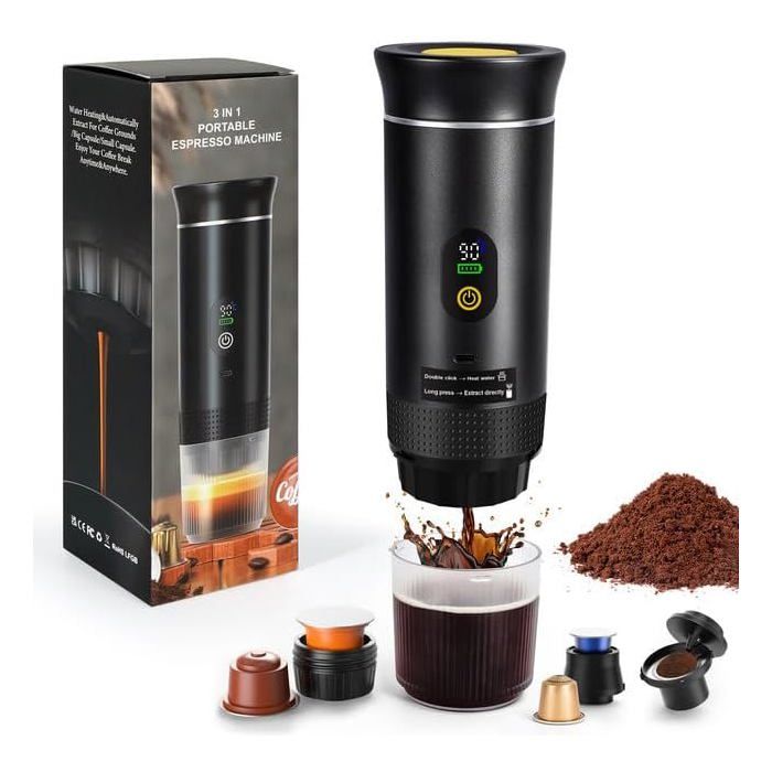 Machine à Café Portable Électrique à Capsules - Compatible Capsules et Poudre avec Chauffage Instantané - Jbniuay