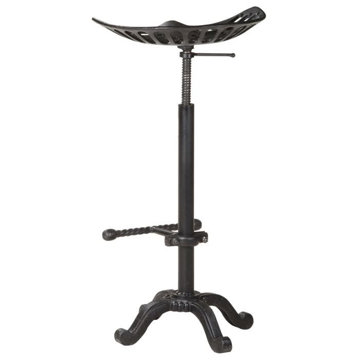 Siège Haut - Noir - Tabouret de bar - 1 pc - pour Cuisine - Noir Fonte 43x32x(65-76) cm F2595