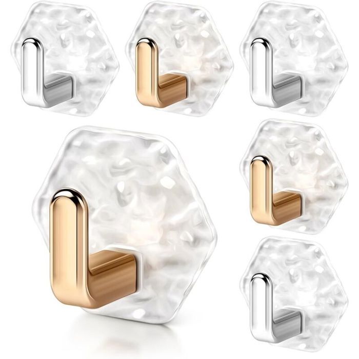 Lot de 6 porte-serviettes sans perçage Accroche Serviette Salle de Bain ImperméableAccroche Torchon CuisineCrochets adhésifs i