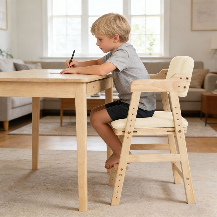 ERROLVES - Chaise Enfant Ajustable 46 × 45 × 76 cm - Beige À Accoudoirs Soutien L’Apprentissage Des Enfants