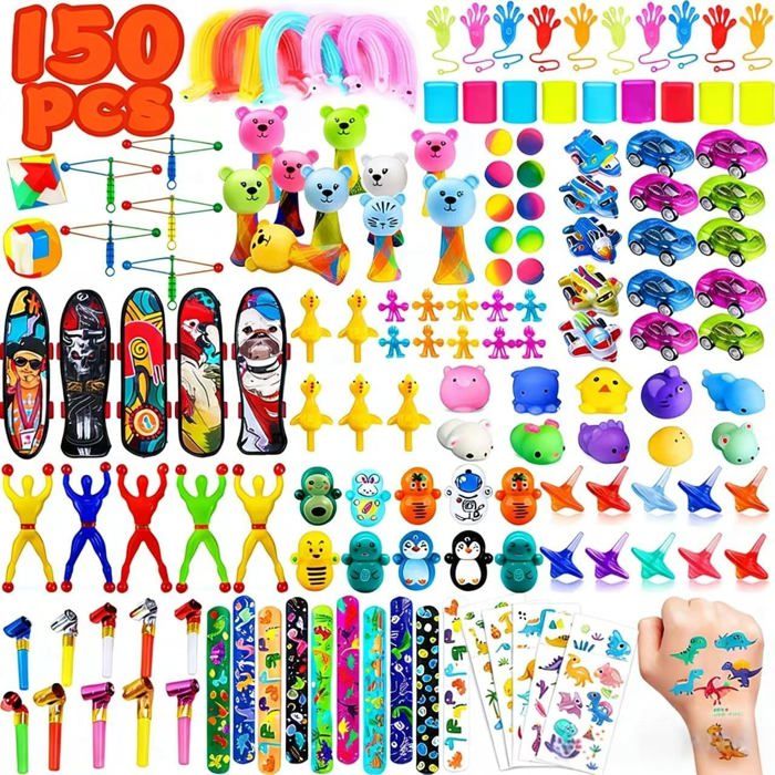 Lot 150 petits jouets variés anniversaire enfants sac cadeau et pinata inclus mini jouets fête garniture pinata garçons et filles