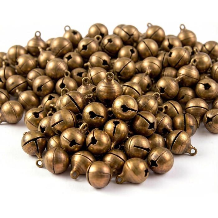 200 Pièces Petites Clochettes 12mm Bronze Antique Grelots de Noël Mini Cloches pour Décoration Créative et Fabrication de Bijoux