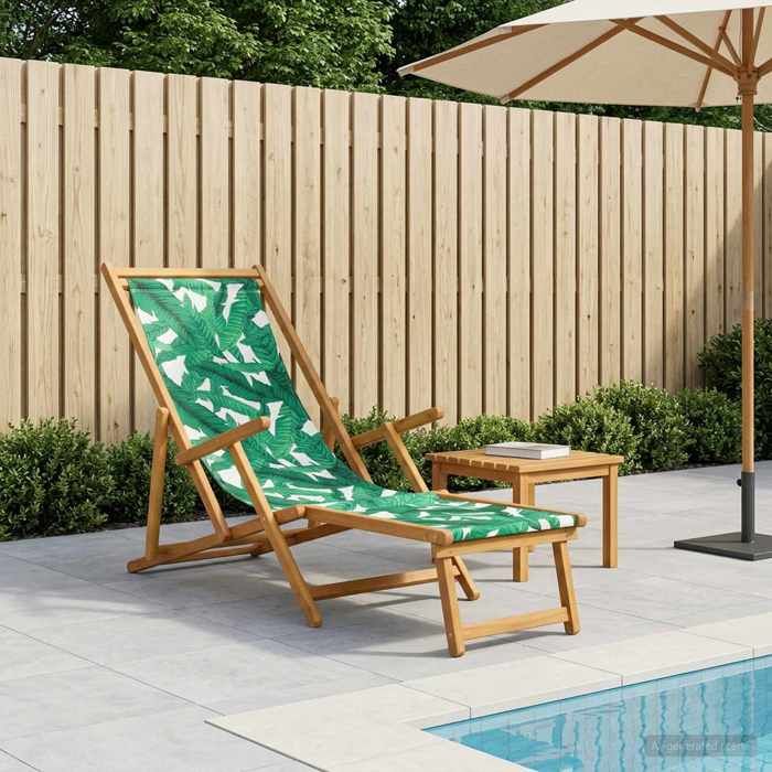 Chaise longue - COCO -(Anti UV) Bain de soleil - bois deucalyptus massif - 61 x 155 x 95 cm - repose-pied inclus - pliable 335356