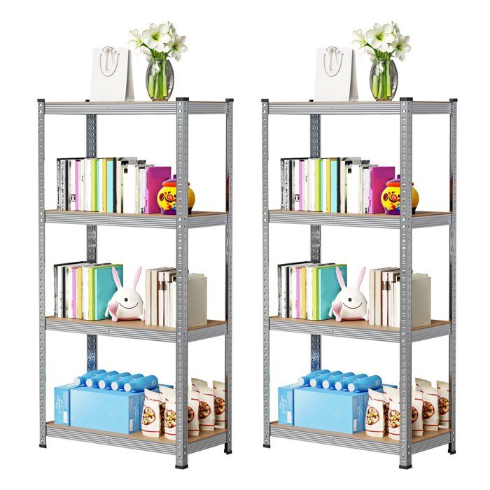 2X Etagères modulables à 4 plateaux Charges lourdes max 700kg Étagère de Rangement Industriel avec Planches Réglables 80x40x160cm