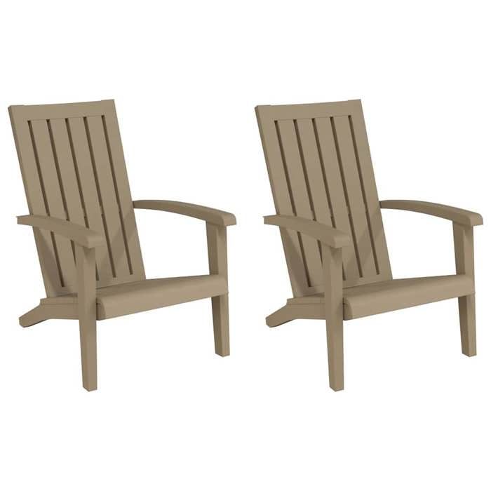 Chaises de jardin Adirondack Résistants UV(2 pièces) - Fauteuils de jardin - marron clair PP(63 x 85 x 93 cm) jhz66u