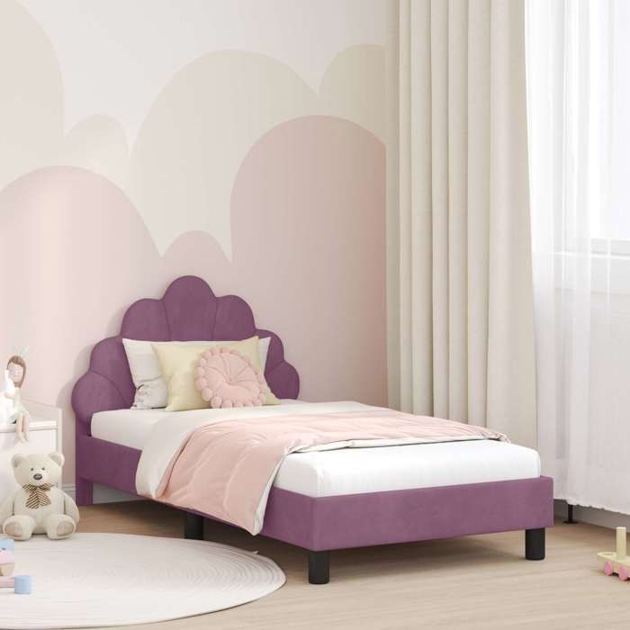 vidaXL Cadre lit enfants tête pourpre 80x160 cm design coloré chambre enfant compacte