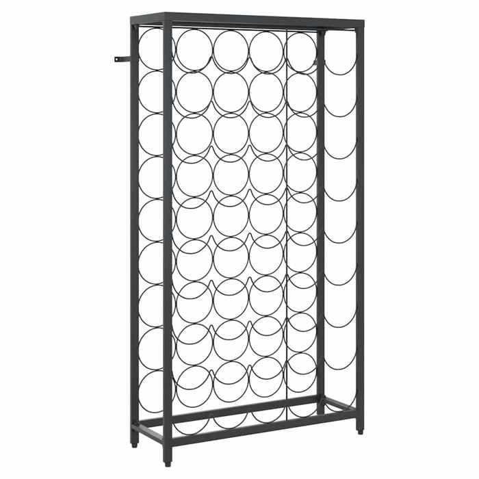 Casier à bouteilles de forgé - Fer - Rangement - Cuisine - Noir - 54x18x100cm - pour 45 bouteilles