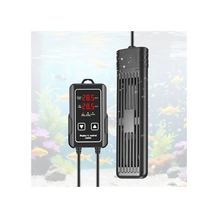 Chauffage pour Aquarium 600W Chauffe-eau Immersé avec Protection Marche à Sec Thermostat Numérique LED Câble 2m - Régulation