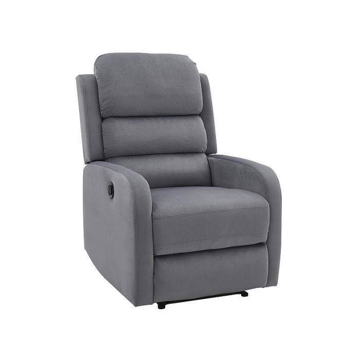 meubles - fauteuil de relaxation éléctrique en velour pegaz - gris - h 102 x l 64 x p 53 cm