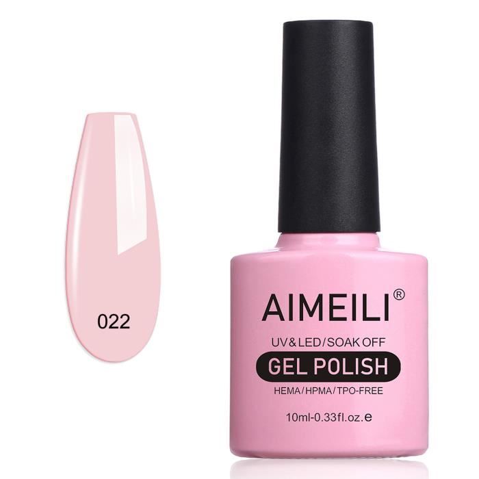 AIMEILI Soak Off UV LED Vernis à Ongles Gel Semi-Permanent Pink Gel Polish - Clear Rose Nude (022) 10ml