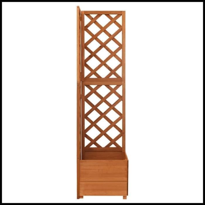 Jardinière dangle en treillis - ASHATA - Bois de sapin massif - 40x40x150cm - Marron