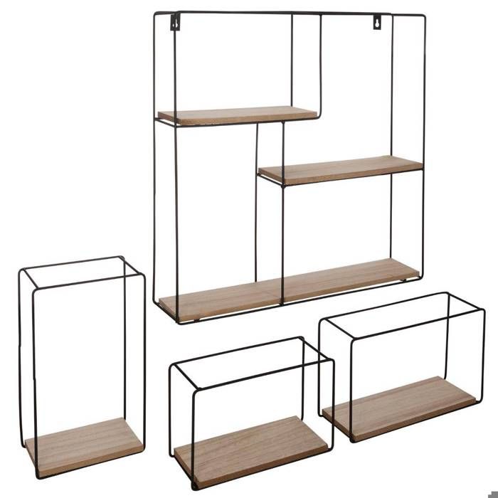 Set De 4 Etageres Murales Carrees En Metal Et Mdf Noir Dimensions 1 48 Cm 2 27 8 Cm 3 28 5 Cm 4 15 4 Cm Cdiscount Maison