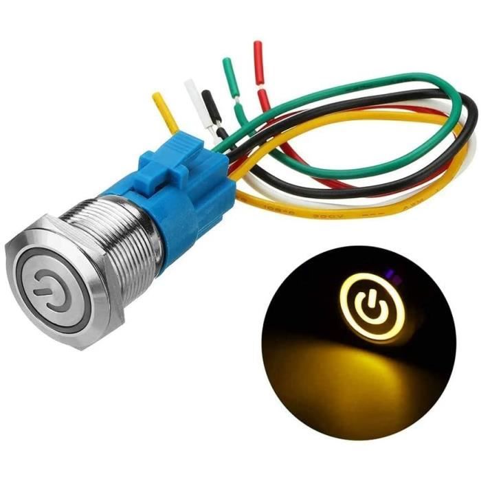 Interrupteur à bouton-poussoir 22mm 12V-24V, étanche, à verrouillage  automatique, LED verte - Cdiscount Auto