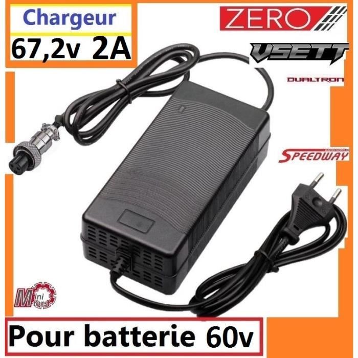 Chargeur 60V 67.2V 1.5A Pour Vélo Électrique Trottinette - Batterie Lithium 16S Compatible Dualtron