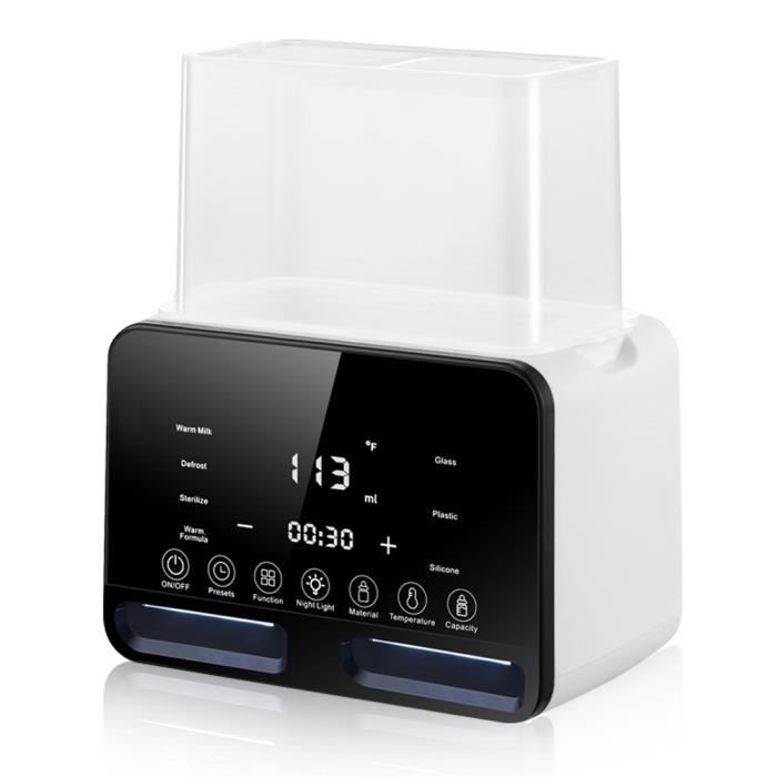 Chauffe biberon-Chauffe-lait 9 en 1-Multifonction-Affichage LED- Thermostat 48 heures-Convient pour 2 biberons