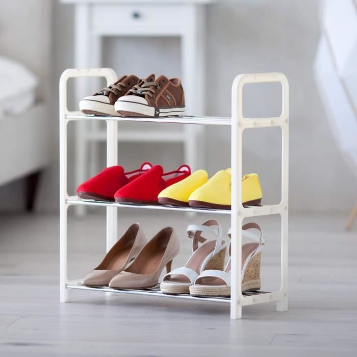 Fernie Meuble à Chaussures 3 Etagères, Armoire à Chaussures Etroite