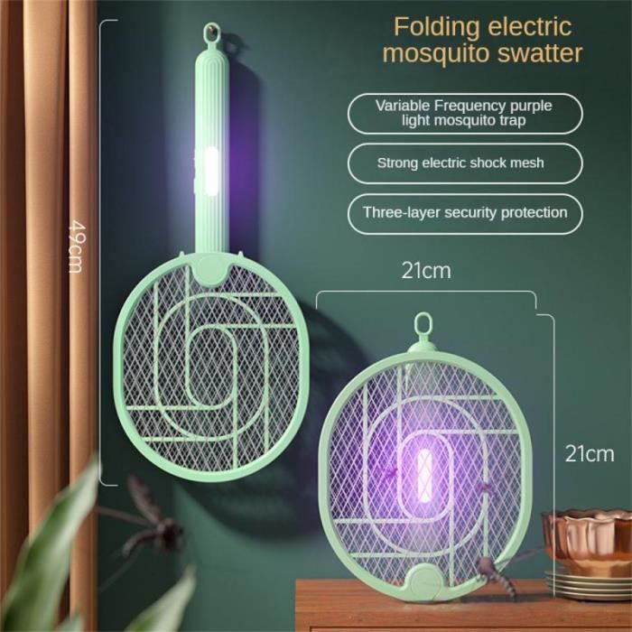 Raquette électrique Anti-moustiques Portable – Rechargeable, Haute Puissance, Filet De Sécurité 5 Couches