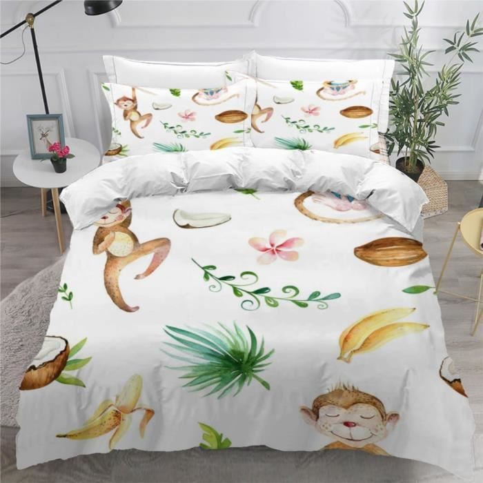 Housse De Couette 220X240 Singe De Dessin Animé Adultes Parure De Lit 2