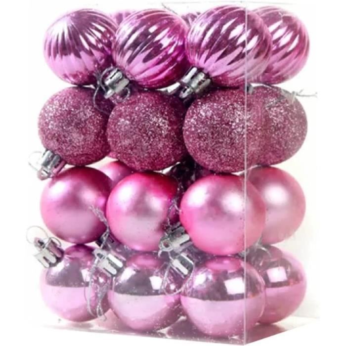 Lot De Boules De Noël Paillettes Rouge Plastique 10 X 10 X 1