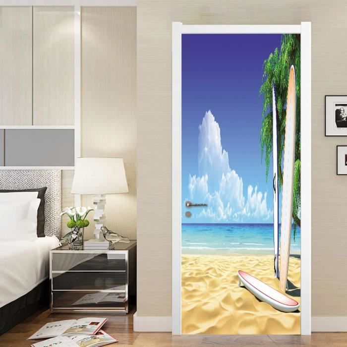 Autocollant 3D Escalier Pour Porte - Effet Réaliste Noir Et Blanc - 77x200cm - PVC Imperméable - Facile à Poser - 4