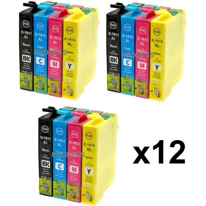 Kit De 12 Cartouches Compatibles Epson 18 Xl Pour Xp 212 Xp 215 Xp 225 Xp 30 Prix Pas Cher Cdiscount