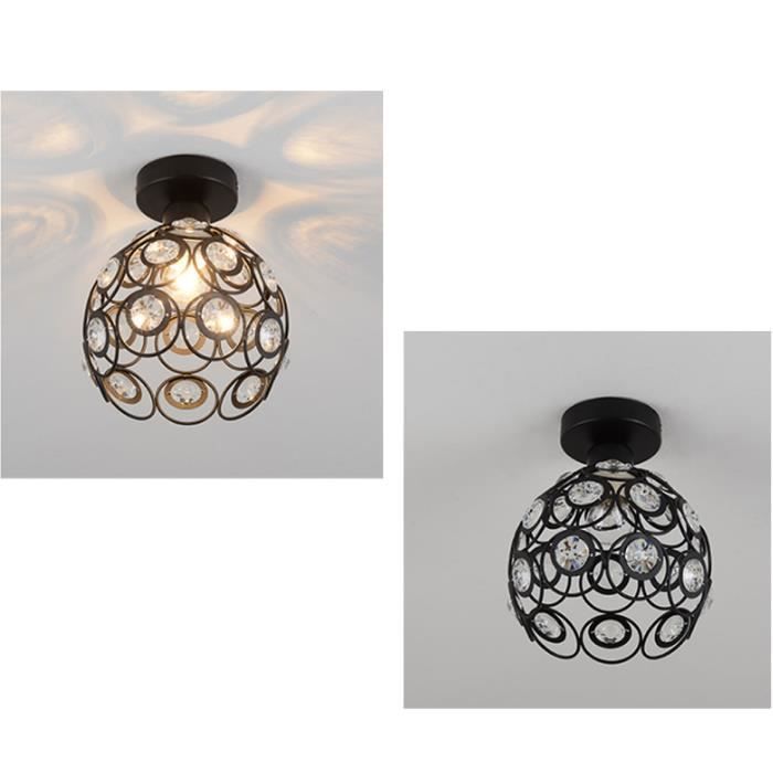 UNI Lot de 2 Plafonnier en Cristal Contemporain E27 200mm Suspension Luminaire pour Salon Chambre Couloir