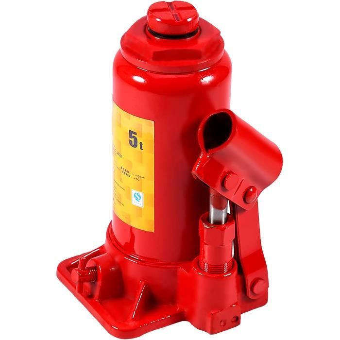 Cric Bouteille Hydraulique 6 Tonnes - Pour Voiture, Caravane, Véhicule - Hauteur Min 180mm, Max 340mm