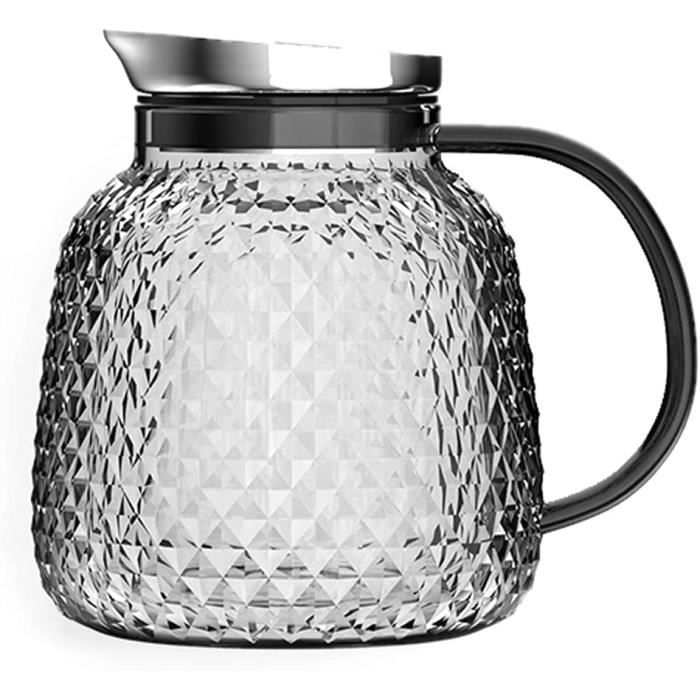 Carafe En Verre Borosilicate 1000ml Webao - Couvercle Inox Avec Filtre - Thé, Jus, Vin - Chaud/Froid