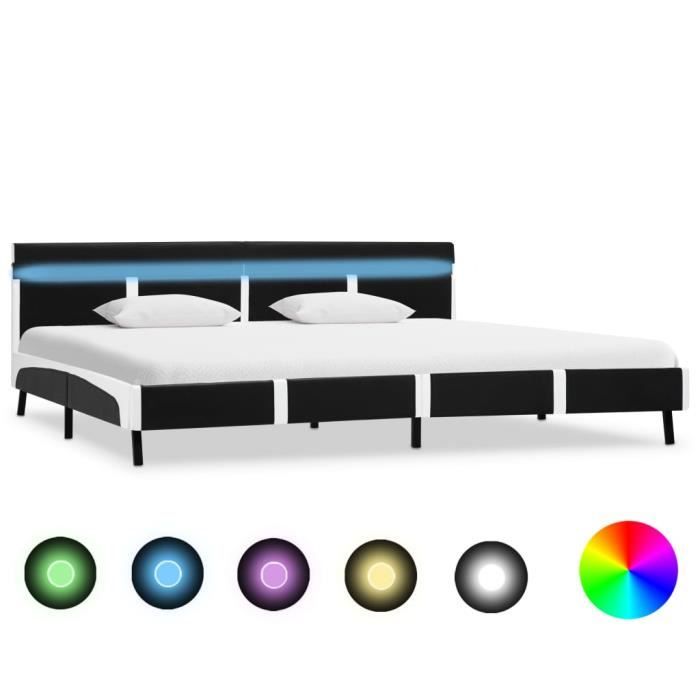 pop - market cadre de lit avec led noir similicuir 180 x 200 cm,haut de gamme®nsfjkh®