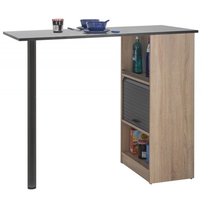Meuble Rangement De Cuisine Chene Avec Table Coloris Noir