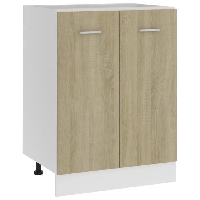 BEST® Meuble de cuisine ,Armoire de plancher Chêne sonoma 60x46x81,5 cm