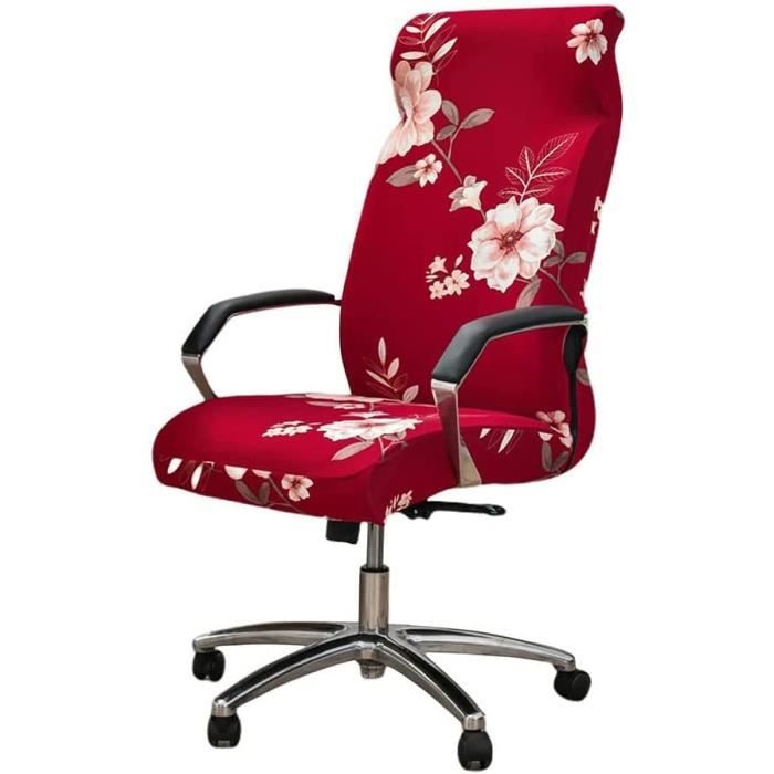 Housse De Chaise De Bureau Extensible 2 Pièces – Lavable, Antidérapante – Pour Siège Rotatif (35-45 Cm)