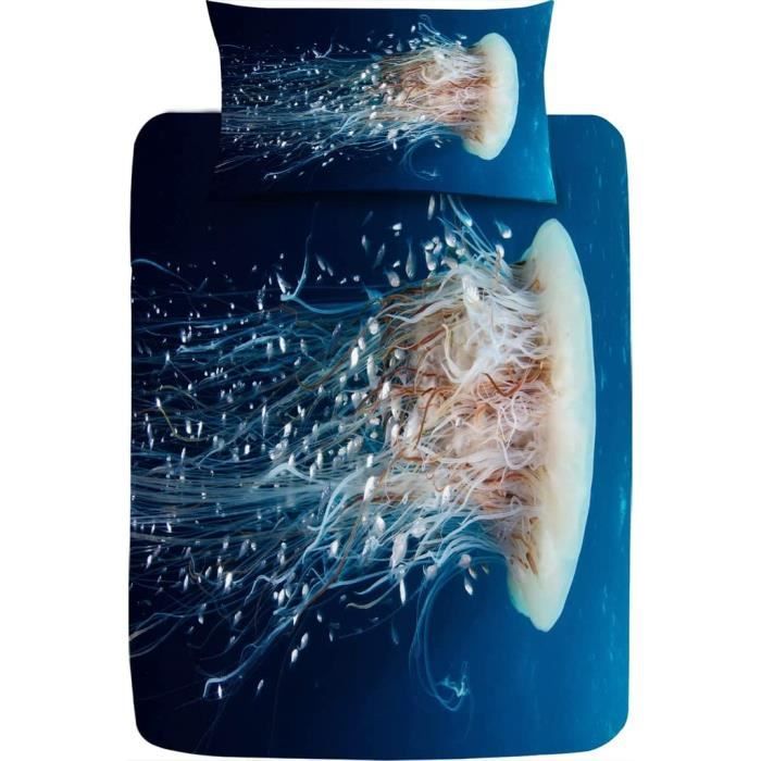 Parure De Lit 3D 1 Personne 90x200cm - Housse De Couette + 2 Taies - Motif Chat - Microfibre Douce - 5